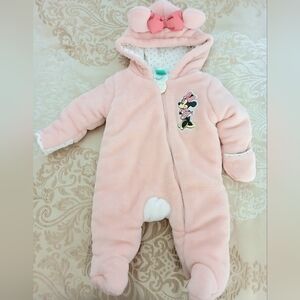 Hooded Pink DISNEY Minnie Mouse BABY Girl WINTER Bunting SNOW SUIT 3-6 Months